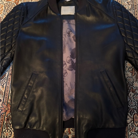 Soia & Kyo Black Quilted Lambskin Bomber (XS) - Picture 3 of 4